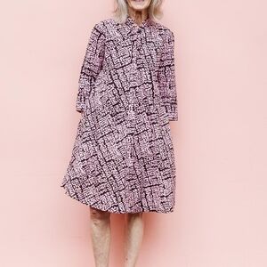 Zuri NWT Overture Elegant Long Sleeve Pink Patterned Dress